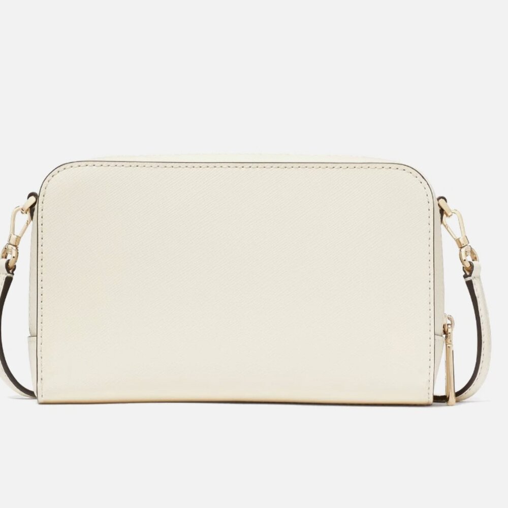 New Kate Spade Staci Dual Zip Around Crossbody Saffiano Leather Meringue - Picture 5 of 5